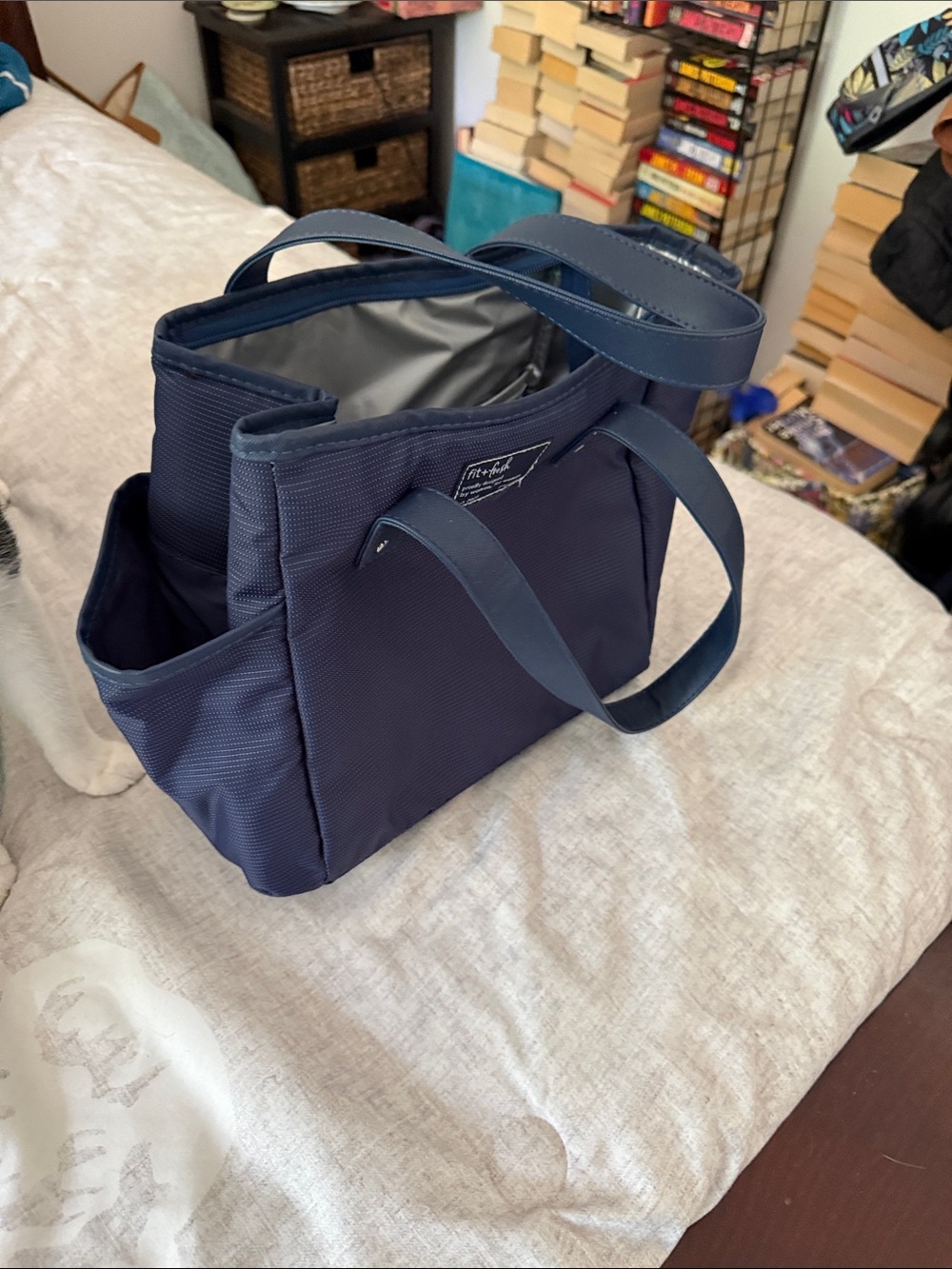 Navy women’s lunch Bag with Multiple Pockets